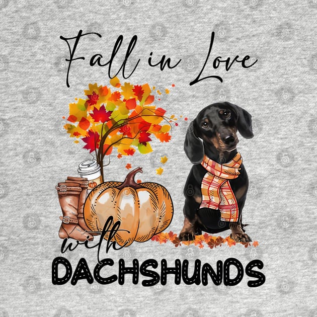 Fall In Love With Dachshunds Dog Fall Pumpkin Thanksgiving by TATTOO project